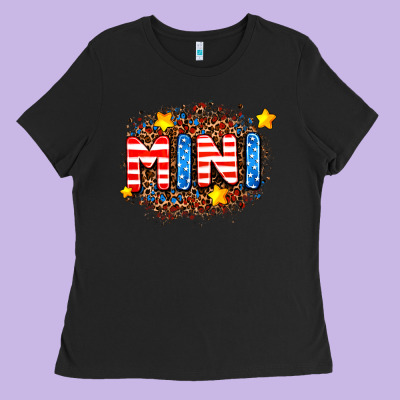 Usa Mini  Leopard Background Ladies Tee Designed By Adodesignshop