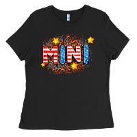Black usa mini  leopard background Ladies Tee - AdoDesignShop