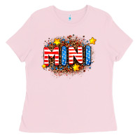 Bubblegum Pink usa mini  leopard background Ladies Tee - AdoDesignShop