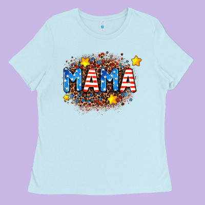 Usa Mama  Leopard Background Ladies Tee Designed By Adodesignshop