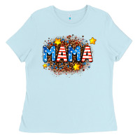 Baby Blue usa Mama  leopard background Ladies Tee - AdoDesignShop