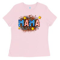 Bubblegum Pink usa Mama  leopard background Ladies Tee - AdoDesignShop