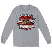 Heather Grey american mom Long Sleeve Tee - JahusDesignShop
