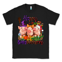Black Happy Hallothanksmas Pigs Classic Tee - NancyCooperArtShop
