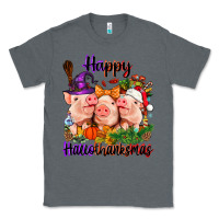 Charcoal Heather Happy Hallothanksmas Pigs Classic Tee - NancyCooperArtShop