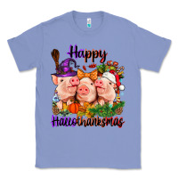 Colony Blue Happy Hallothanksmas Pigs Classic Tee - NancyCooperArtShop