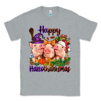 Heather Grey Happy Hallothanksmas Pigs Classic Tee - NancyCooperArtShop