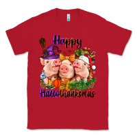 Red Happy Hallothanksmas Pigs Classic Tee - NancyCooperArtShop
