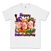 White Happy Hallothanksmas Pigs Classic Tee - NancyCooperArtShop