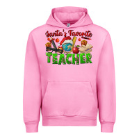 Fuchsia Pink Santa's Favorite Teacher Urban Hoodie - FaDigitalArtStudio