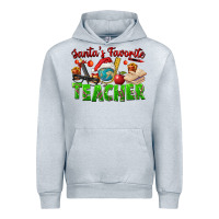 Heather Grey Santa's Favorite Teacher Urban Hoodie - FaDigitalArtStudio