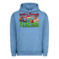 Pigment Pebble Blue Santa's Favorite Teacher Urban Hoodie - FaDigitalArtStudio