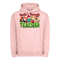 Pigment Salmon Santa's Favorite Teacher Urban Hoodie - FaDigitalArtStudio
