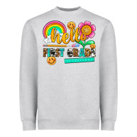 Heather Grey hello first grade Heavyweight Sweatshirt - NancyCooperArtShop