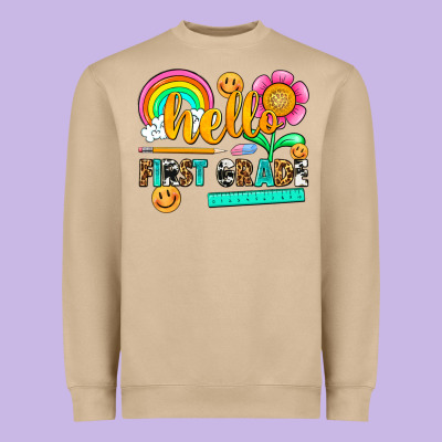 Hello First Grade Heavyweight Sweatshirt Designed By Nancycooperartshop