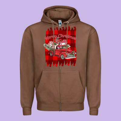 Merry Christmas Y'all Truck Zipper Hoodie Designed By Bettercallsaul