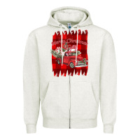 Oatmeal Heather Merry Christmas Y'all Truck Zipper Hoodie - Bettercallsaul