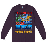 Plum thr north pole polar express admit one round trip Long Sleeve Tee - MaliasSmallBusiness