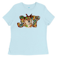 Baby Blue shiba inu christmas joy Ladies Tee - RanaPortraitStore