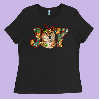 Shiba Inu Christmas Joy Ladies Tee Designed By Ranaportraitstore