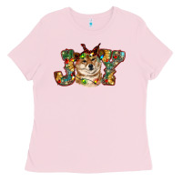 Bubblegum Pink shiba inu christmas joy Ladies Tee - RanaPortraitStore