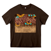 Chocolate Brown leopard glitter sunflower gemstone Heavy Core Tee - JahusDesignShop