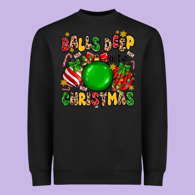 Balls Deep Into Christmas Heavyweight Sweatshirt Designed By Maliassmallbusiness