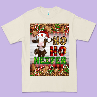 Christmas Ho Ho Ho Heifer Premium Tee Designed By Artiststas