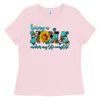 Bubblegum Pink being a nana makes my life complete Ladies Tee - AdoDesignShop