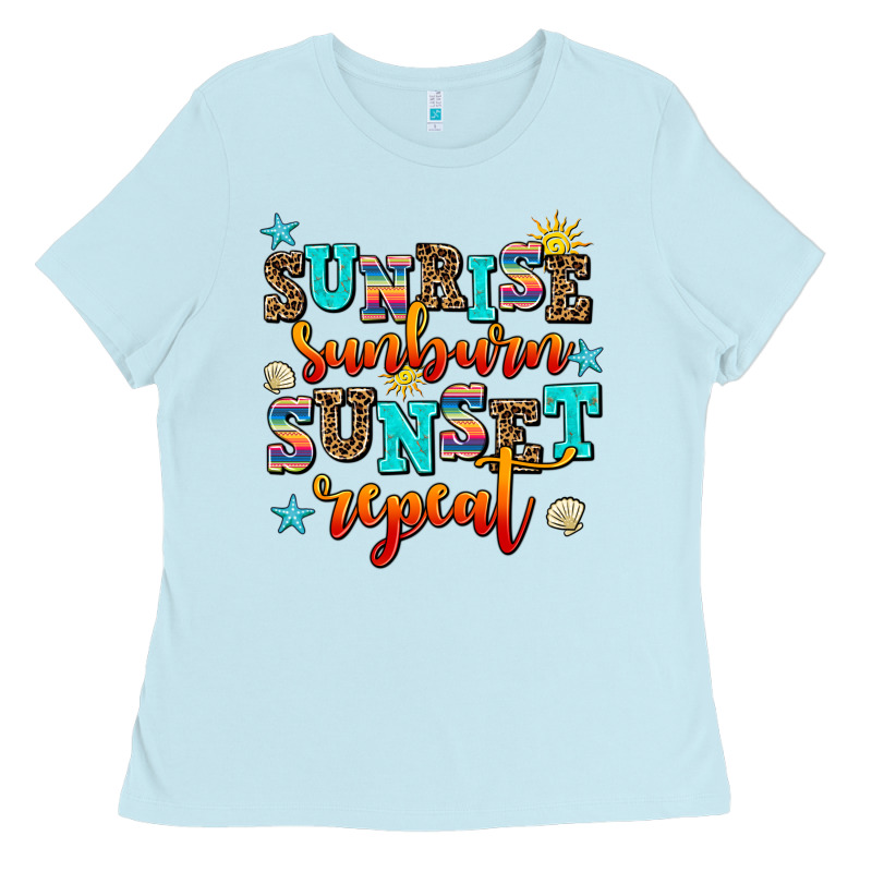 Sunrise Sunburn Sunset Repeat Ladies Tee by AdoDesignShop | Teevron
