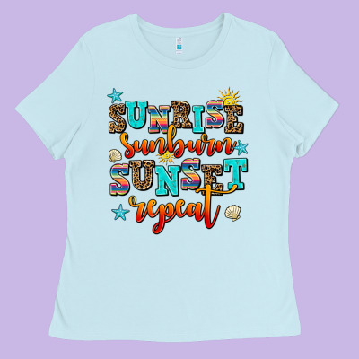 Sunrise Sunburn Sunset Repeat Ladies Tee Designed By Adodesignshop