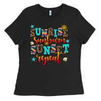 Black sunrise sunburn sunset repeat Ladies Tee - AdoDesignShop