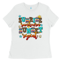 White sunrise sunburn sunset repeat Ladies Tee - AdoDesignShop