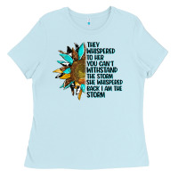 Baby Blue sunflower they whispered to her Ladies Tee - AdoDesignShop