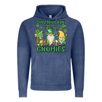 Vintage Denim shamrock with my gnomies Vintage Hoodie - MaliasSmallBusiness