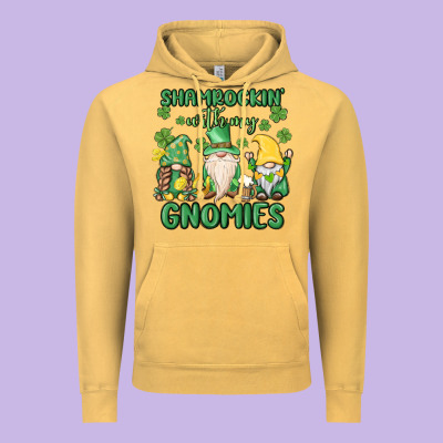 Shamrock With My Gnomies Vintage Hoodie Designed By Maliassmallbusiness