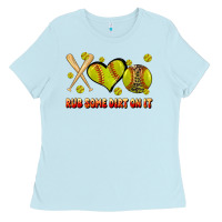 Baby Blue rub some dirt on it softball Ladies Tee - JahusDesignShop