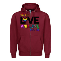 Burgundy All For Love And Love For All Zipper Hoodie - Bettercallsaul
