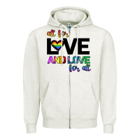 Oatmeal Heather All For Love And Love For All Zipper Hoodie - Bettercallsaul