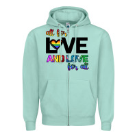 Seafoam All For Love And Love For All Zipper Hoodie - Bettercallsaul