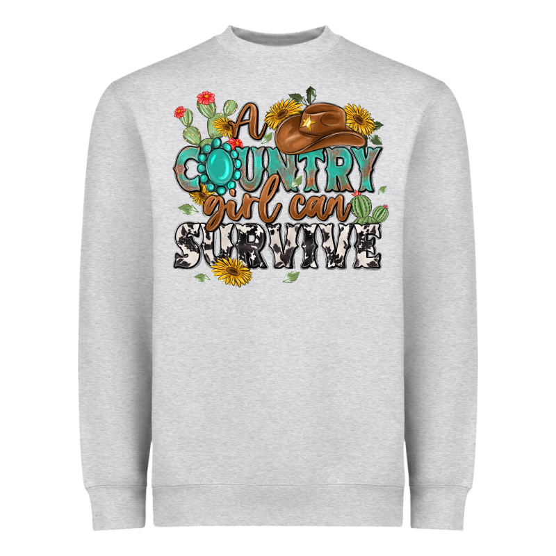 A Country Girl Can Survive Heavyweight Sweatshirt by MaliasSmallBusiness | Teevron