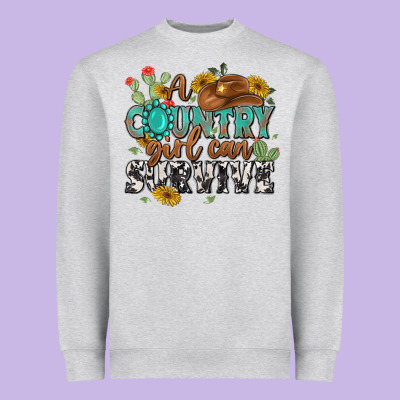 A Country Girl Can Survive Heavyweight Sweatshirt Designed By Maliassmallbusiness
