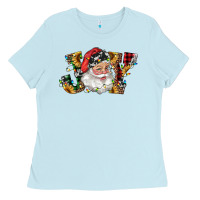 Baby Blue santa joy with sunflowers Ladies Tee - RanaPortraitStore
