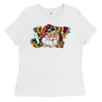 White santa joy with sunflowers Ladies Tee - RanaPortraitStore