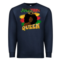 Navy juneteenth queen black woman afro queen Premium Sweatshirt - CowGirlArtShop