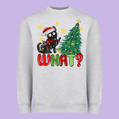 Christmas  Cat  What Heavyweight Sweatshirt Designed By Maliassmallbusiness