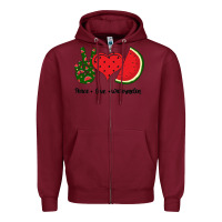 Burgundy Peace Love Watermelon Zipper Hoodie - Bettercallsaul
