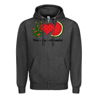 Charcoal Heather Peace Love Watermelon Zipper Hoodie - Bettercallsaul
