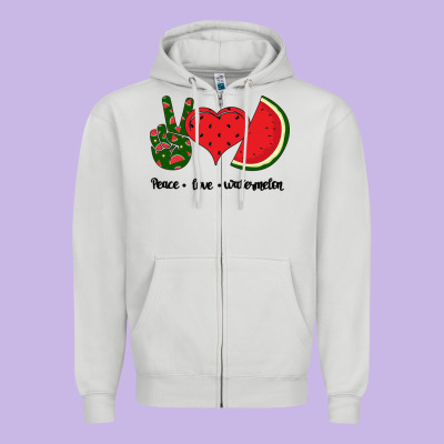 Peace Love Watermelon Zipper Hoodie Designed By Bettercallsaul