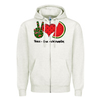 Oatmeal Heather Peace Love Watermelon Zipper Hoodie - Bettercallsaul